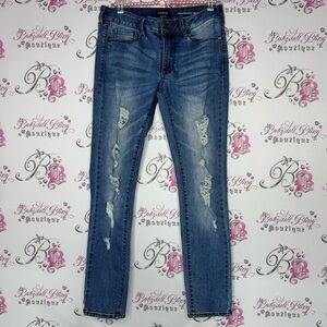 Bebe jeans heartbreaker skinny stretchy rhinestone bling on back pockets blue